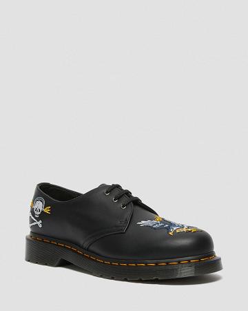 Dámské Oxfordky Dr Martens 1461 Souvenir Embroidered Læder Černé | CZ 421ILH